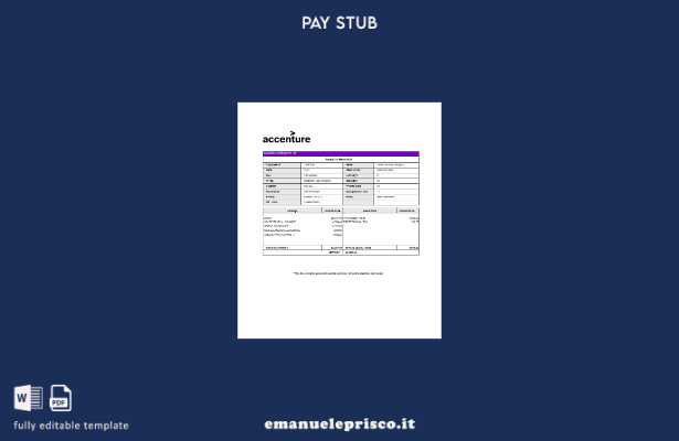 modello di busta paga Accenture Solutions in stile verificato